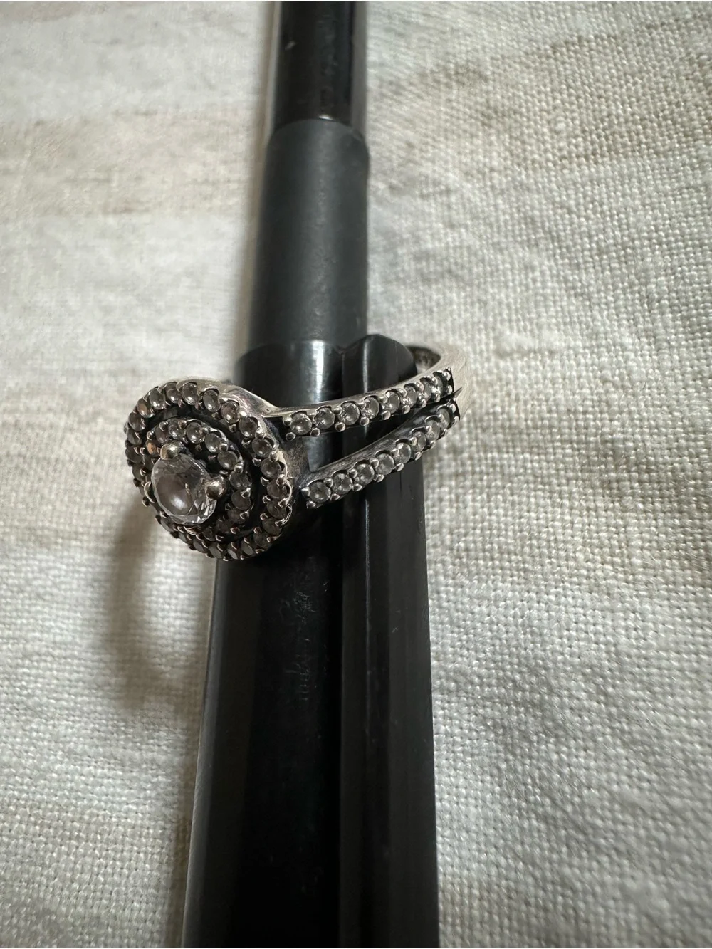 Pandora Silver Halo Ring with Clear Center Stone
